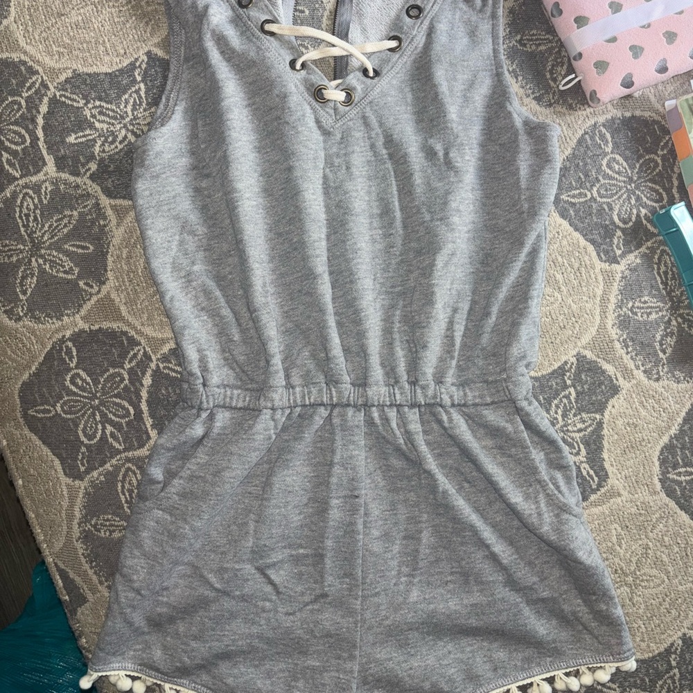 me.n.u. Gray Lace-Up Kids Bodysuit